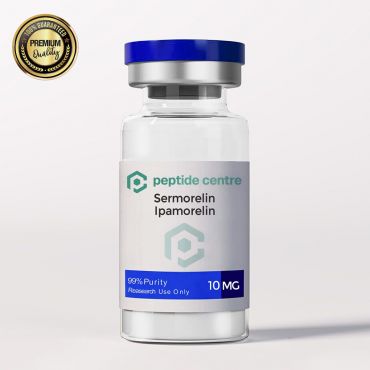 Sermorelin & Ipamorelin peptide blend – 10mg research vial designed to promote natural growth hormone release, recovery, and anti-aging effects.