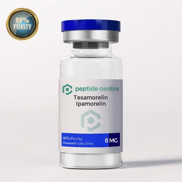 Tesamorelin & Ipamorelin peptide blend – 10mg vial for research use, formulated to support targeted GH release, fat reduction, and cellular regeneration.